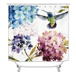 Bird And Hydrangea Shower Curtains for Bathroom Waterproof Fabric Bath Curtain Durable Soft Stylish Bathroom Decor 72x72 Inch - 1 of 1