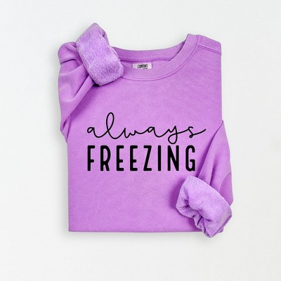 Simply Sage Market Women's Lightweight Garment Dyed Graphic Sweatshirt Always Freezing