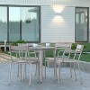 Emma and Oliver Powder Coated Steel Stacking Dining Chair with Arms and 2 Slat Back for Indoor-Outdoor Use - 2 of 4