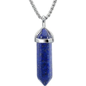 Crystal Healing Necklace for Women, Hexagonal Gemstone Pendant on 18" Steel Chain - 1 of 4