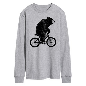 Men's - Instant Message - Bear On Bike Long Sleeve Graphic T-Shirt - 1 of 4