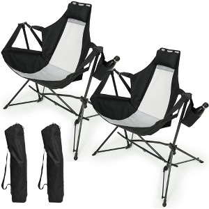 Hammock Camping Chairs, Folding Portable Rocking Chairs with Adjustable Recline, Pillow & Cup Holder - 1 of 4