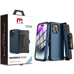 MyBat Pro Maverick Series Case w/ Holster and Tempered Glass for Apple iPhone 14 Pro (6.1) - Plum - 1 of 4