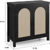 Rattan Buffet Cabinet with 2 Doors, Sideboard with Synthetic Rattan-Accent Doors and Adjustable Shelves, for Living Room/Dining Room/Hallway - 3 of 4