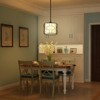 PAKOKULA 60-Wattt 1 Light Black Pendant Light With Open Metal Circle Cage and White Drum Fabric Shade - 3 of 4