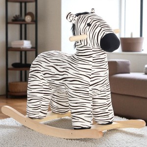 Mshliw Rocking Horse for Toddlers 2-4, Plush Ride-On Toy with Realistic Sounds, Wooden Base, Soft Seat & Handles, Boys & Girls Gift, Halloween gift - 1 of 4