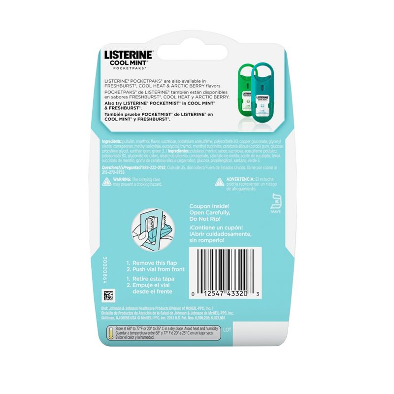 Listerine Cool Mint PocketPaks Portable Fresh Breath Strips - Cool Mint - 24-Strip Pack - 3 Pack, 3 of 11