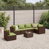 vidaXL 7 Piece Brown Patio Lounge Set with Cushions - Poly Rattan Outdoor Furniture for Garden, Terrace, Deck - 2 of 4