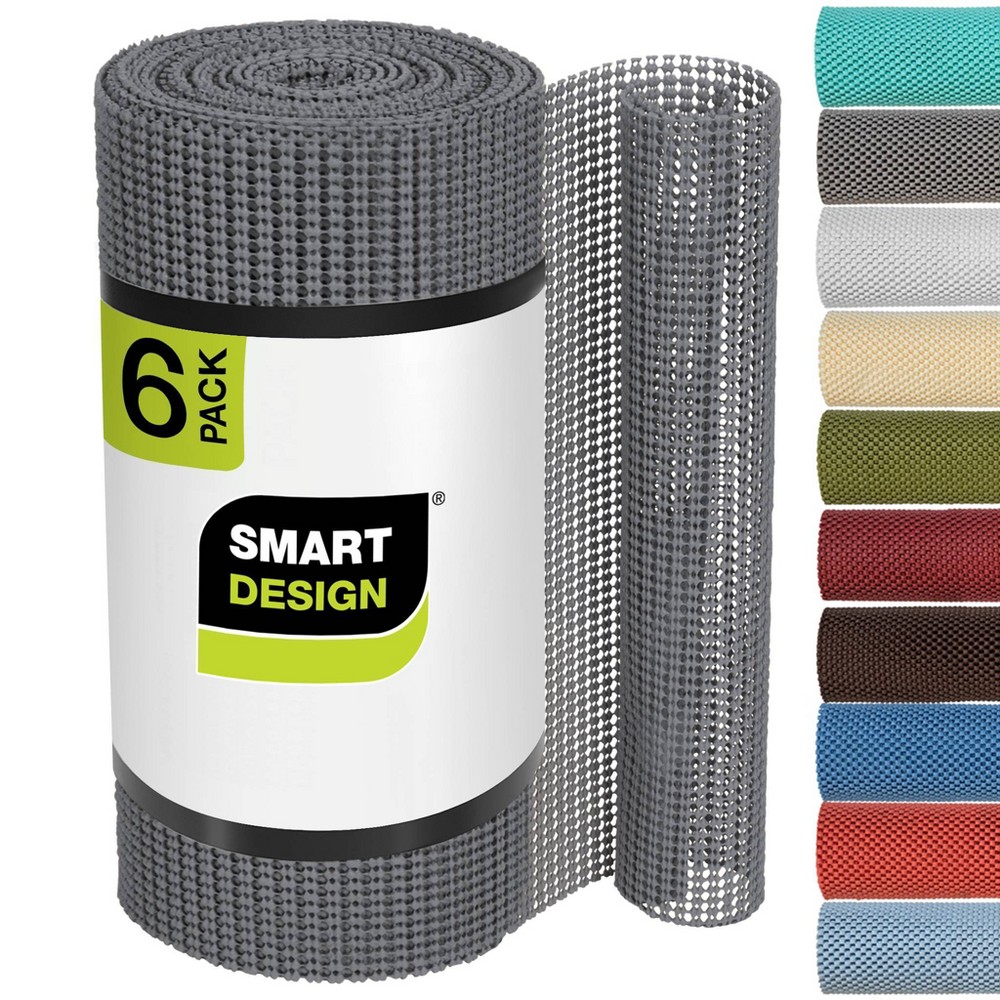 Photos - Ironing Board Smart Design Set of 6 12"x10ft Classic Grip Shelf Liner Graphite Gray