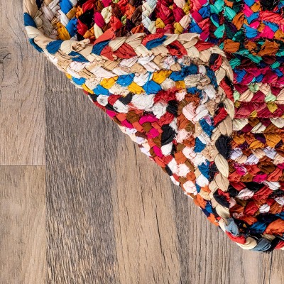 Handmade Multicolor Cotton Braided Round Area Rug