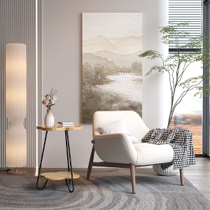 NicBex Round Retro Side Table Modern Coffee Table with Metal Frame and Wooden Tabletop for Bederoom and Living Room - 1 of 4