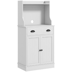 Aghana Digitals White Microwave Storage Cabinet with Open Counter, Drawer, Adjustable Shelves & - 1 of 4