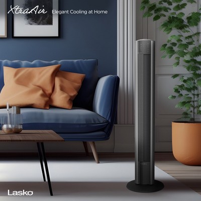 Lasko 48-Inch Silver Oscillating Tower Fan with Remote