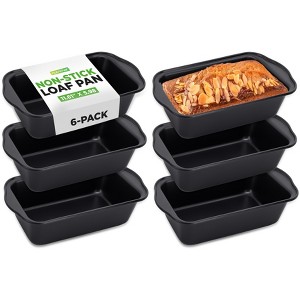 NutriChef 6-Piece Non-Stick Loaf Pan Set - Easy Grip Handles, Black Carbon Steel - 1 of 4