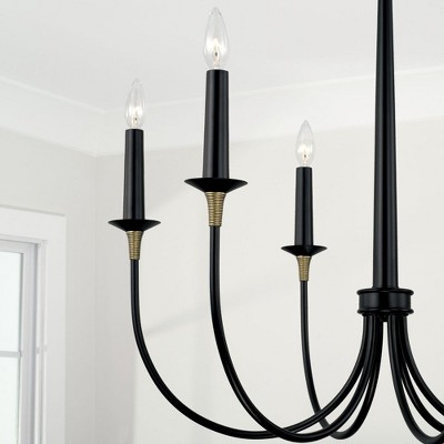 Amara Matte Black and Brass 6-Light Traditional Chandelier