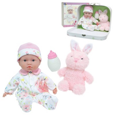 La Baby 11" Light Skin Blue Eyed Doll with Pink Accessories