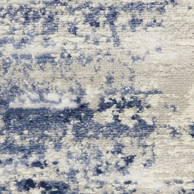 Ivory and Navy Rectangular Synthetic Area Rug 2'6" x 4'