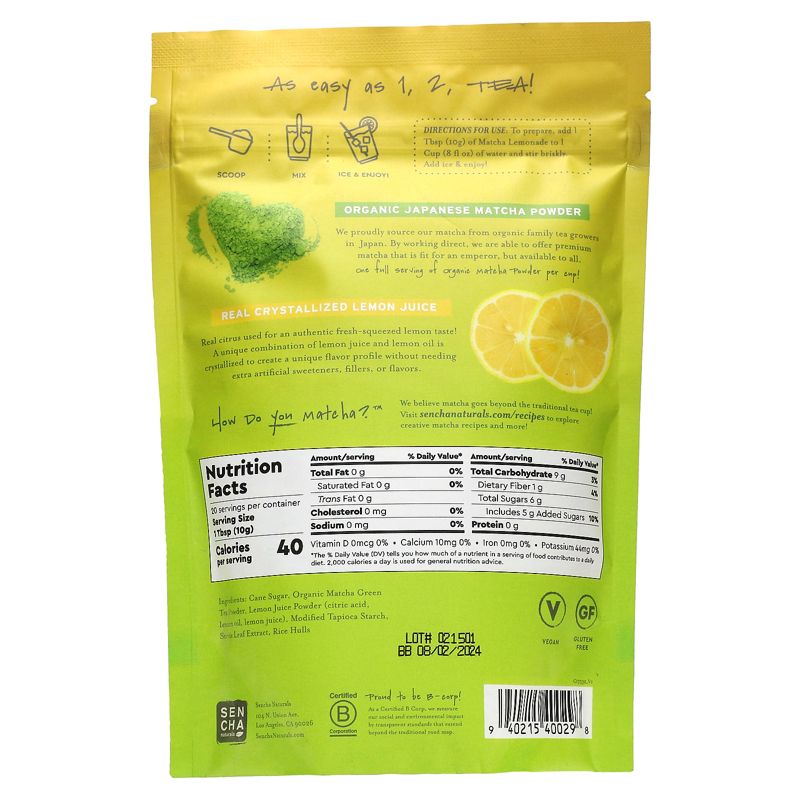Sencha Naturals Matcha Lemonade, Ice Tea Mix, 7 oz (200 g), 2 of 3