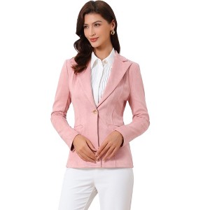 INSPIRE CHIC Women's Lapel Collar Long Sleeve Faux Suede Work Office Blazer - 1 of 4