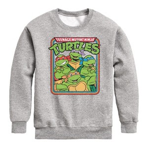 Boys' - Teenage Mutant Ninja Turtles - Retro Group Graphic Long Sleeve Fleece Sweatshirt - 1 of 4