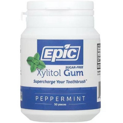 Epic Dental, Xylitol Sugar Free Gum, Peppermint, 50 Pieces