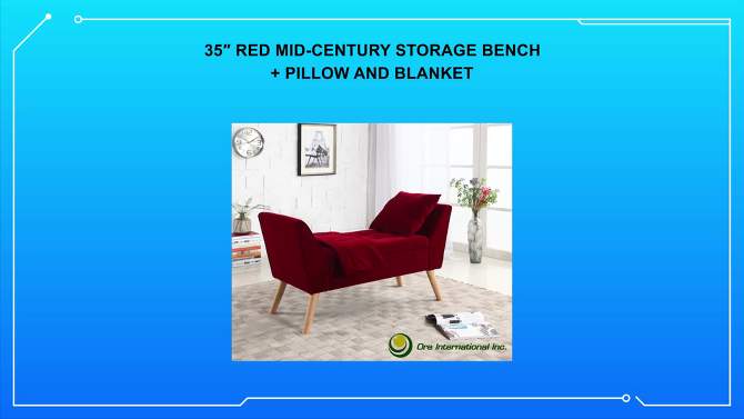 27&#34; Storage Bench with Pillow and Blanket Red - Ore International, 2 of 9, play video