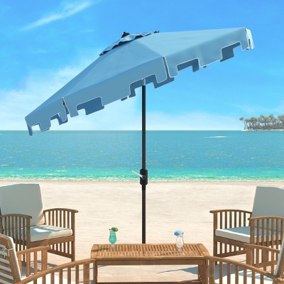 Zimmerman 9 Ft Baby Blue and White Polyester Market Umbrella
