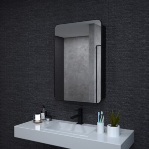 HBEZON Medicine Cabinet with Mirrors, Recess/Wall Mount Bathroom Cabinet, Adjustable Shelves, Soft-Close Hinge, Rectangular with Rounded Corners, Aluminum, Black - 1 of 4