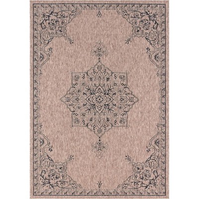 Beige Rectangular Stain-Resistant Outdoor Rug, 7' x 10'