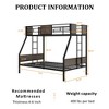 JUJABU Twin Over Full Metal Bunk Bed with Safety Guardrail, 2 Ladders, No Box Spring Needed - 4 of 4