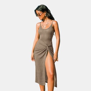 towel dress for beach Side Slit Crochet Cover-Up Dress for Women main image 1