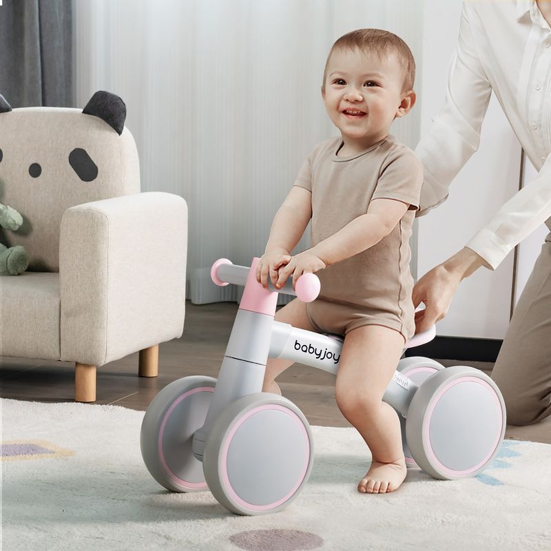Babyjoy Baby Balance Bikes w/4 Wheels for 12-36 Months Toddler Mini Bike Pink\Blue\Grey, 2 of 13