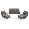 POCASSY 5PCS Outdoor Patio Furniture Set All-Weather Wicker Couch with Patio Swivel Rocking Outdoor Chairs and Ottomans, Patio Sofa Set for Backyard - 2 of 4