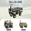 3-in-1 Heavy-Duty Steel Garden Cart, Garden Wagon,with 10 Inch All-Terrain Tires and Removable Mesh Side Panels,180°Rotating Handle,Metal Yard - 4 of 4