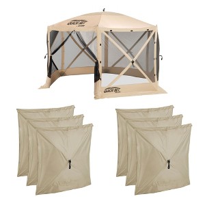 CLAM Quick-Set Escape 12 x 12 Foot Portable Pop Up Camping Outdoor Gazebo 6 Sided Canopy Shelter + 2 Pack of Wind and Sun Panels - 1 of 4