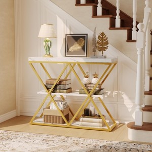 Shelf Console Sofa Table for Living Room, Storage Accent Table with Adjustable Feet - 1 of 4