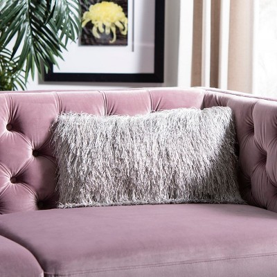 Silver Shag Polyfill Rectangular Outdoor Throw Pillow
