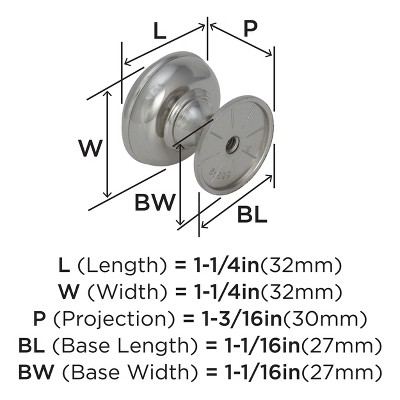 Polished Nickel Round Cabinet Knob with Mounting Hardware