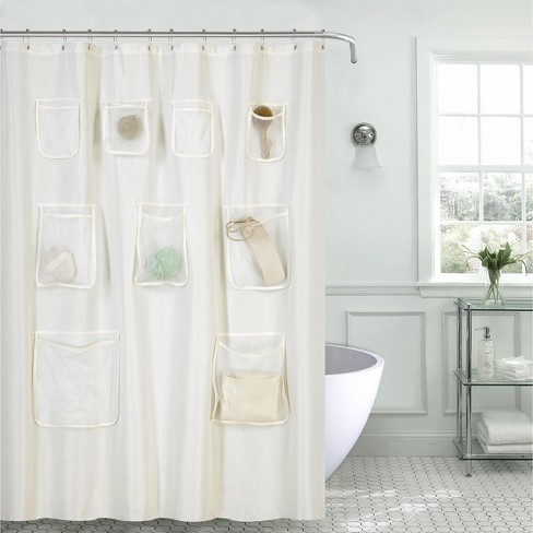 Samenpersen Beschuldigingen klink Goodgram Fabric Shower Curtain Liners With Mesh Pockets - Beige : Target
