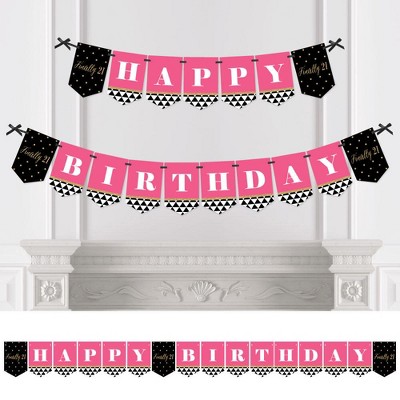 Big Dot of Happiness Finally 21 Girl - 21st Birthday Party Bunting Banner - Pink Party Decorations - Happy Birthday