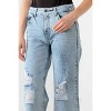 Slickblue Women's Cropped Acid Washed Denim, Raw Flare Hem, Stretch Fit, Zipper Closure, Size 26/3-27/5, Blue - 4 of 4