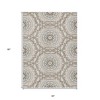 Beige Brown And Teal Blue Floral Medallion Washable Indoor Outdoor Area Rug - 3 of 4