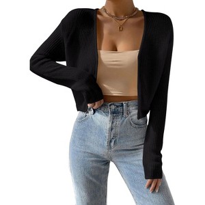 Cardigan Sweaters Open Front Long Sleeve Cardigans Lightweight Fall Bolero Shrugs - 1 of 4