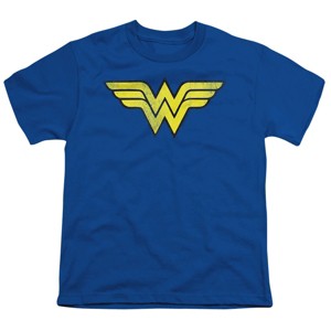 Boys' DC Wonder Woman WW Logo Distressed T Shirt - 1 of 4