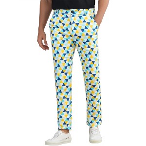 Lars Amadeus Men's Color Block Triangle Plaid Printed Dress Pants - 1 of 4