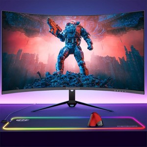 XGaming 27 inch Curved Gaming Monitor 2K 165Hz 1440P +Large Mouse Pad RGB LED+ Wireless Ergonomic Mouse - 1 of 4