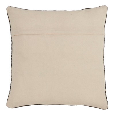Black and White Geometric Cotton Tassel Pillow, 18" Square