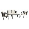 4 Piece Modern Poolside Seating Set,Woven Rope Back Outdoor Patio Conversation Set,Metal Garden Furniture Set with Cushions-Coolbibila - 2 of 4