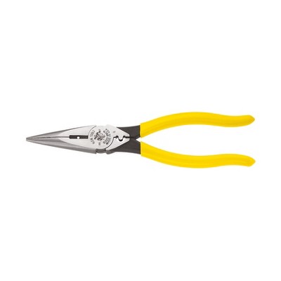 KLEIN TOOLS D203-8NCR Pliers, Long Nose Side Cutters, Strip/Crimp 8-Inch