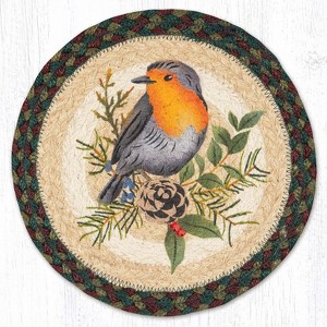 Earth Rugs Nature-Inspired Jute Trivet – 10" Round Table Protector with Bird Art - 1 of 3